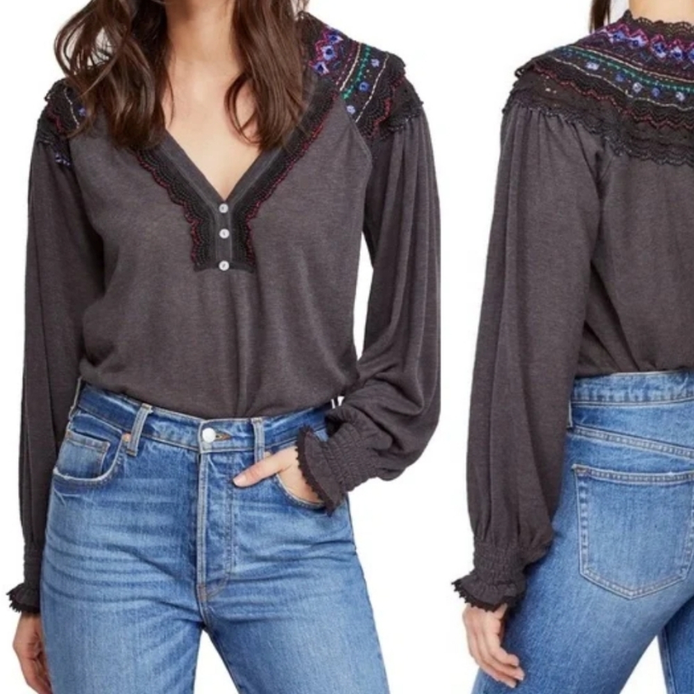 Free People embroidered top